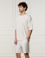 Ecru Relaxed Pleated T-Shirt