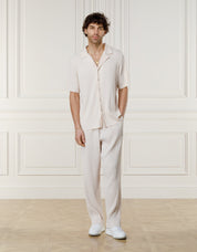 Ecru Pleated S/S Resort Shirt