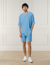 Blue Relaxed Pleated T-Shirt