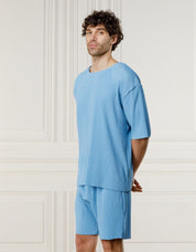 Blue Relaxed Pleated T-Shirt