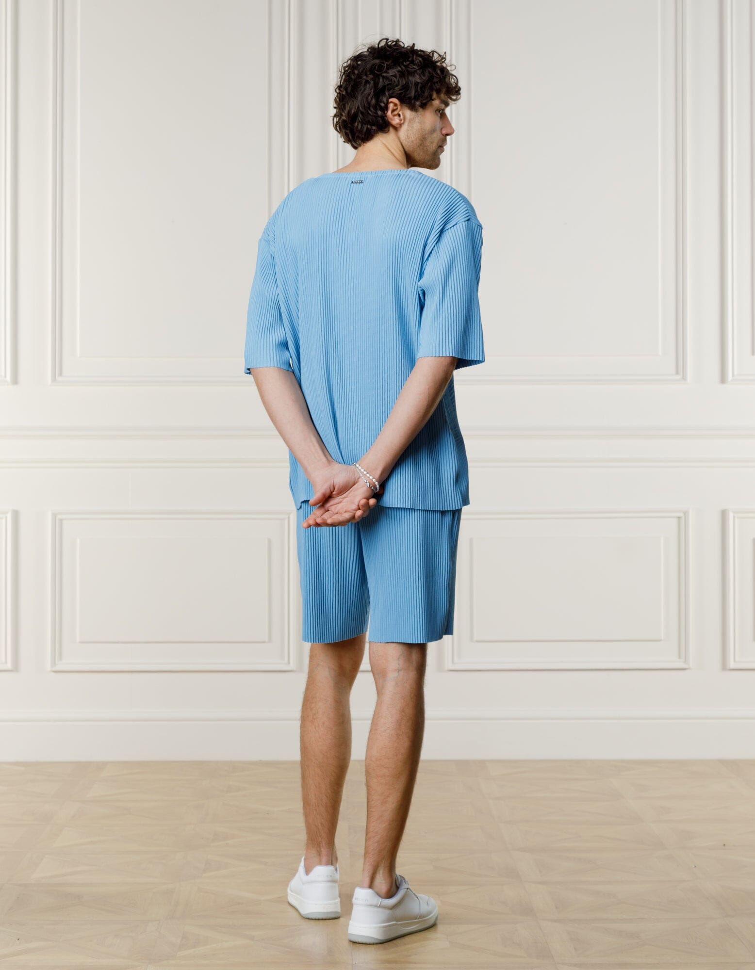 Blue Relaxed Pleated T-Shirt