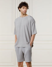 Grey Relaxed Pleated T-Shirt