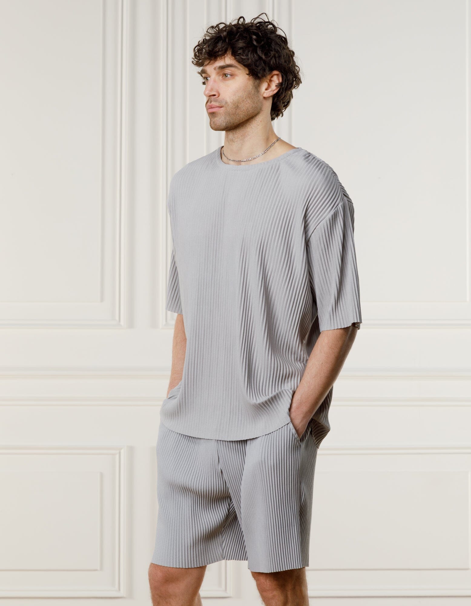 Grey Relaxed Pleated T-Shirt