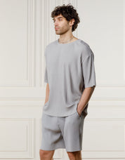 Grey Relaxed Pleated T-Shirt