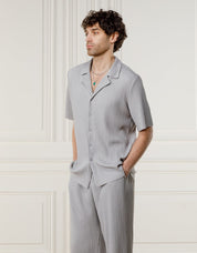 Grey Pleated S/S Resort Shirt