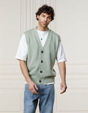 Sage Sleeveless Cardigan