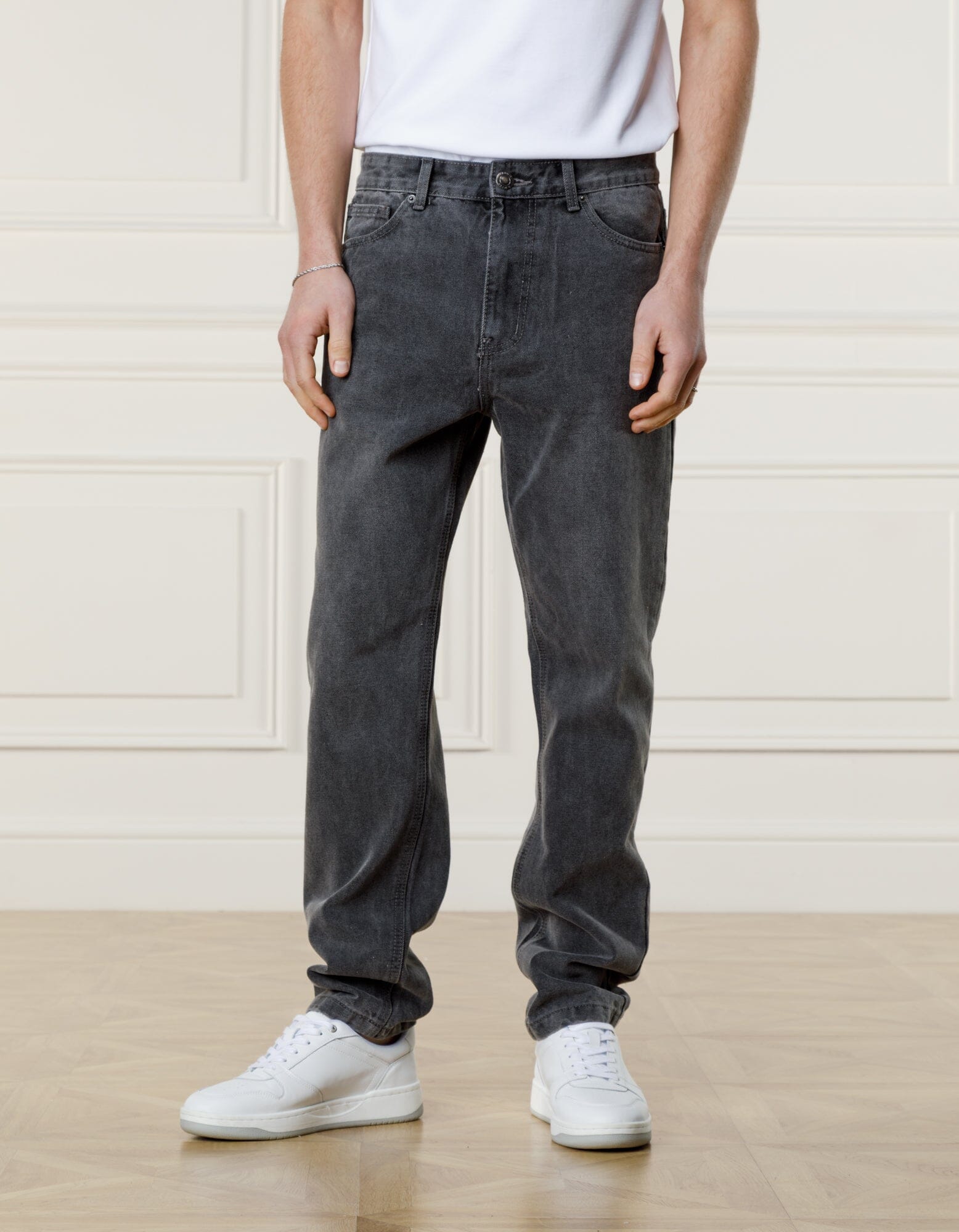 Washed Grey Straight Leg Jeans