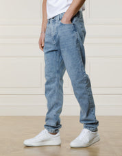 Washed Blue Straight Leg Jeans