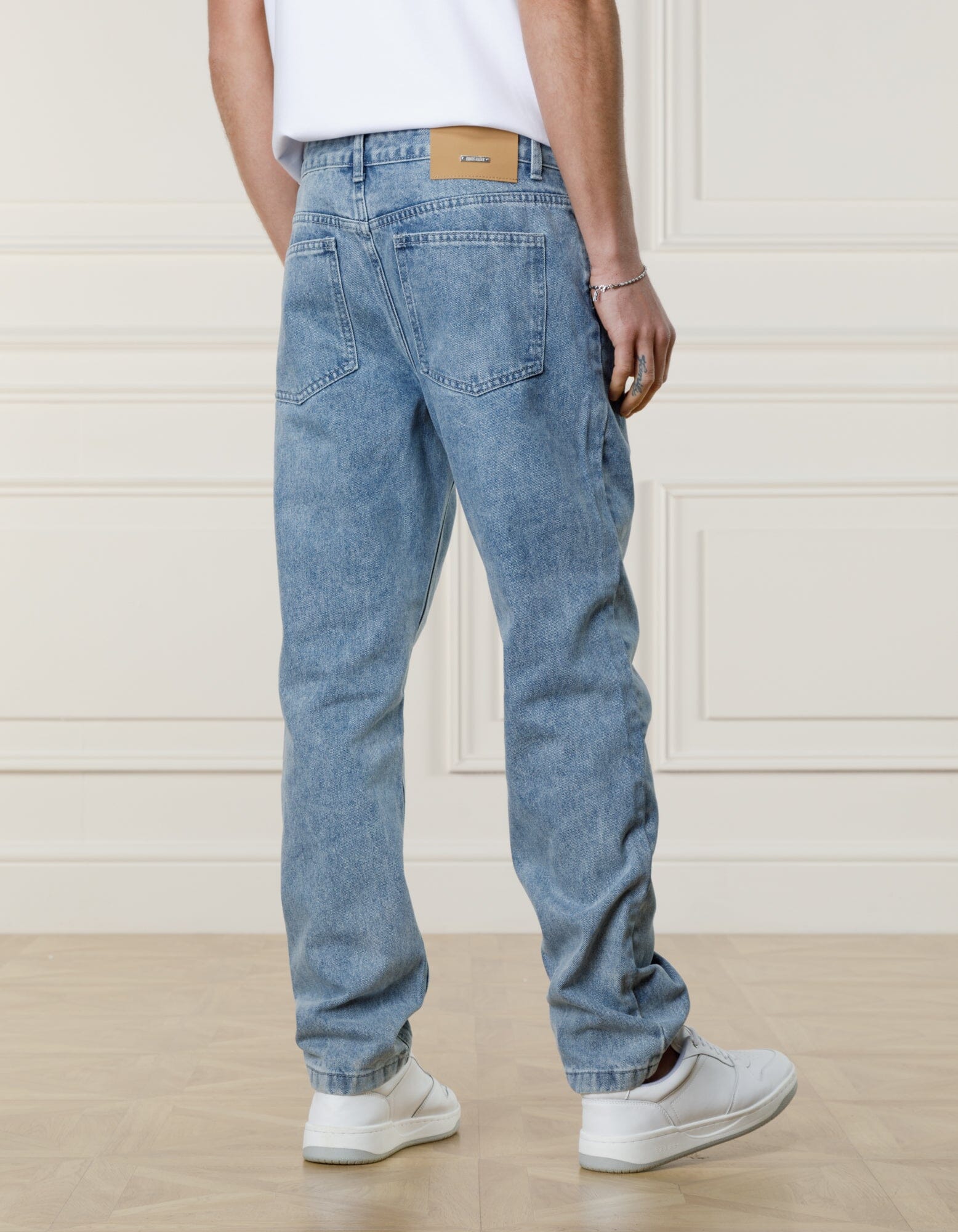 Washed Blue Straight Leg Jeans