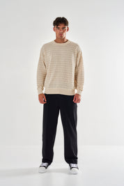 Antonio 3D Stripe Knit Jumper - Beige