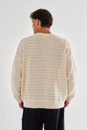 Antonio 3D Stripe Knit Jumper - Beige