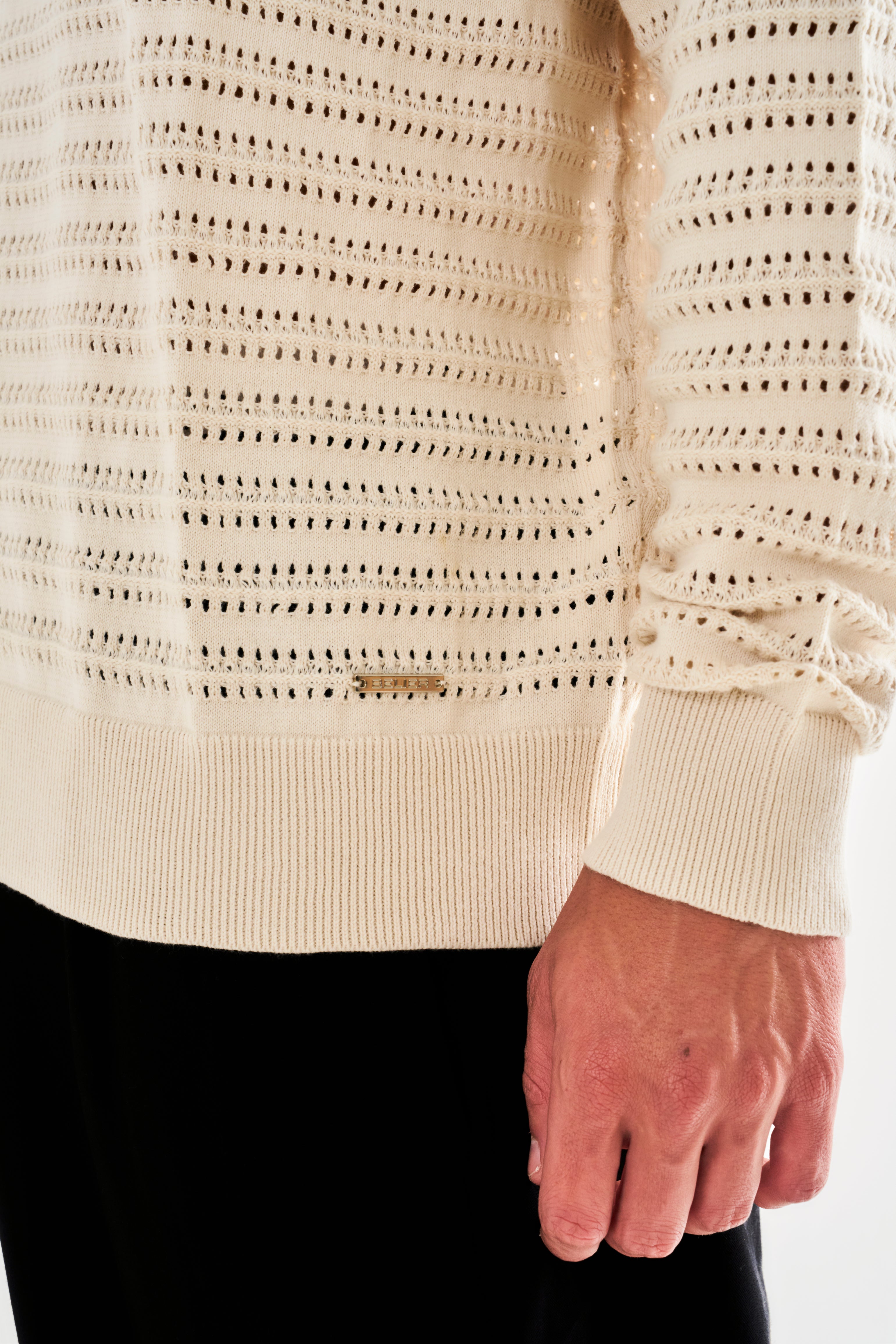 Antonio 3D Stripe Knit Jumper - Beige