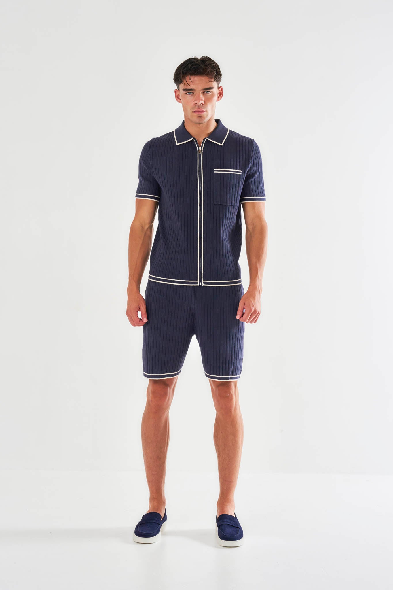 Dimitri Rib Knit Shirt - Navy