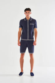 Dimitri Rib Knit Shirt - Navy