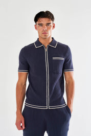 Dimitri Rib Knit Shirt - Navy