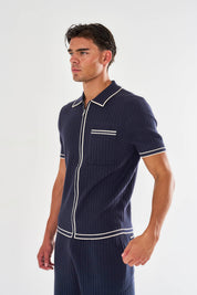 Dimitri Rib Knit Shirt - Navy