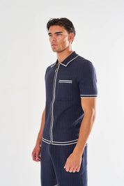 Dimitri Rib Knit Shirt - Navy