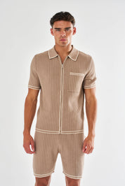 Dimitri Rib Knit Shirt - Taupe