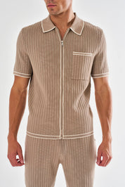 Dimitri Rib Knit Shirt - Taupe