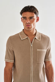 Dimitri Rib Knit Shirt - Taupe