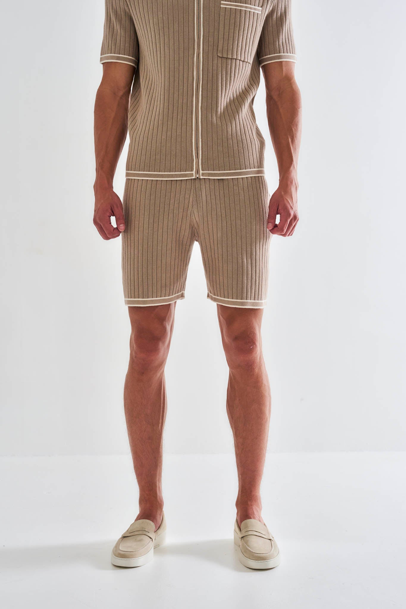 Dimitri Rib Knit Short - Taupe