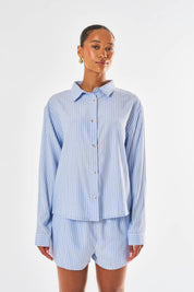 Freya Oversized Striped Shirt - Blue