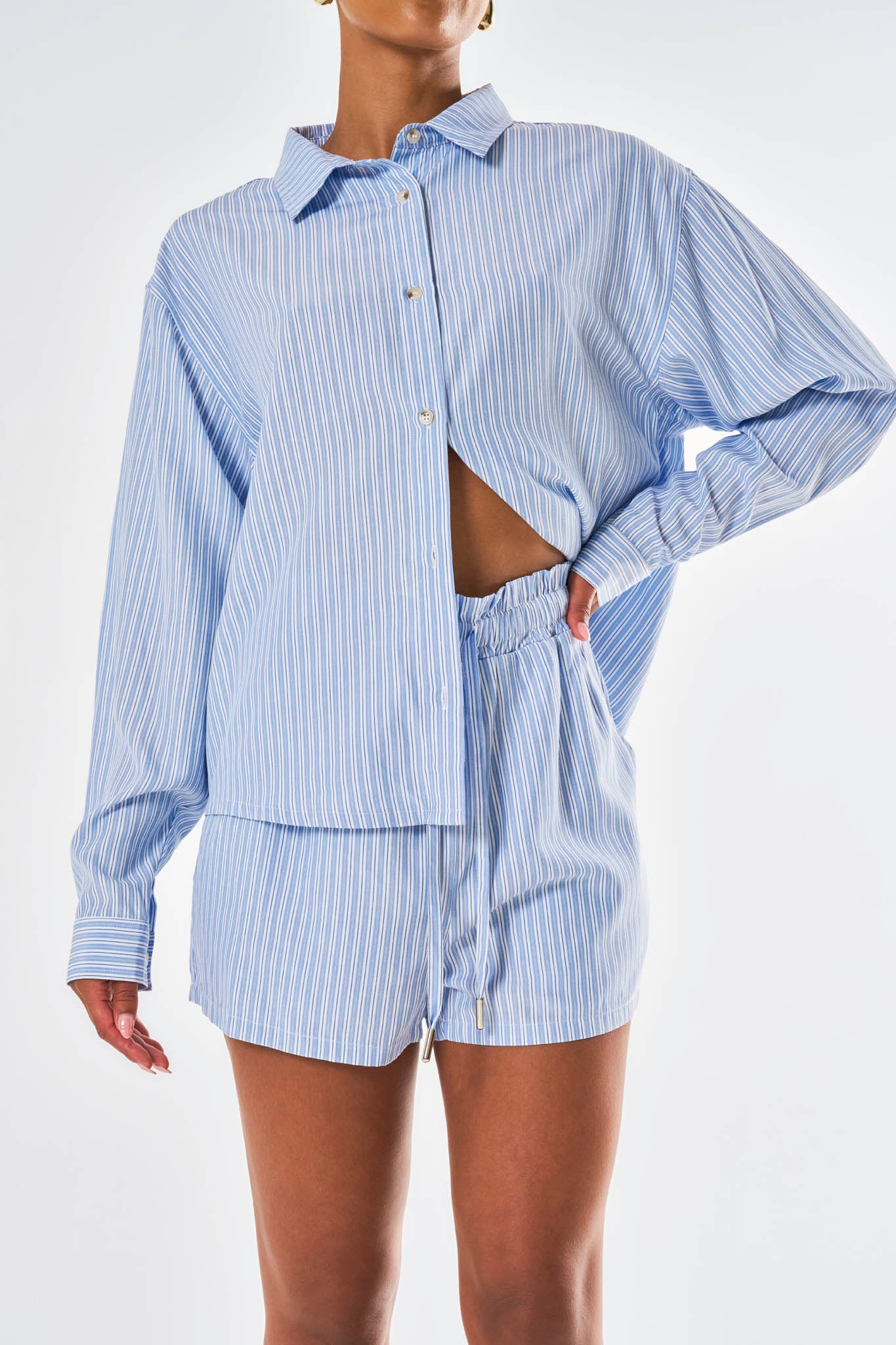 Freya Oversized Striped Shirt - Blue