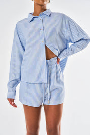 Freya Oversized Striped Shirt - Blue