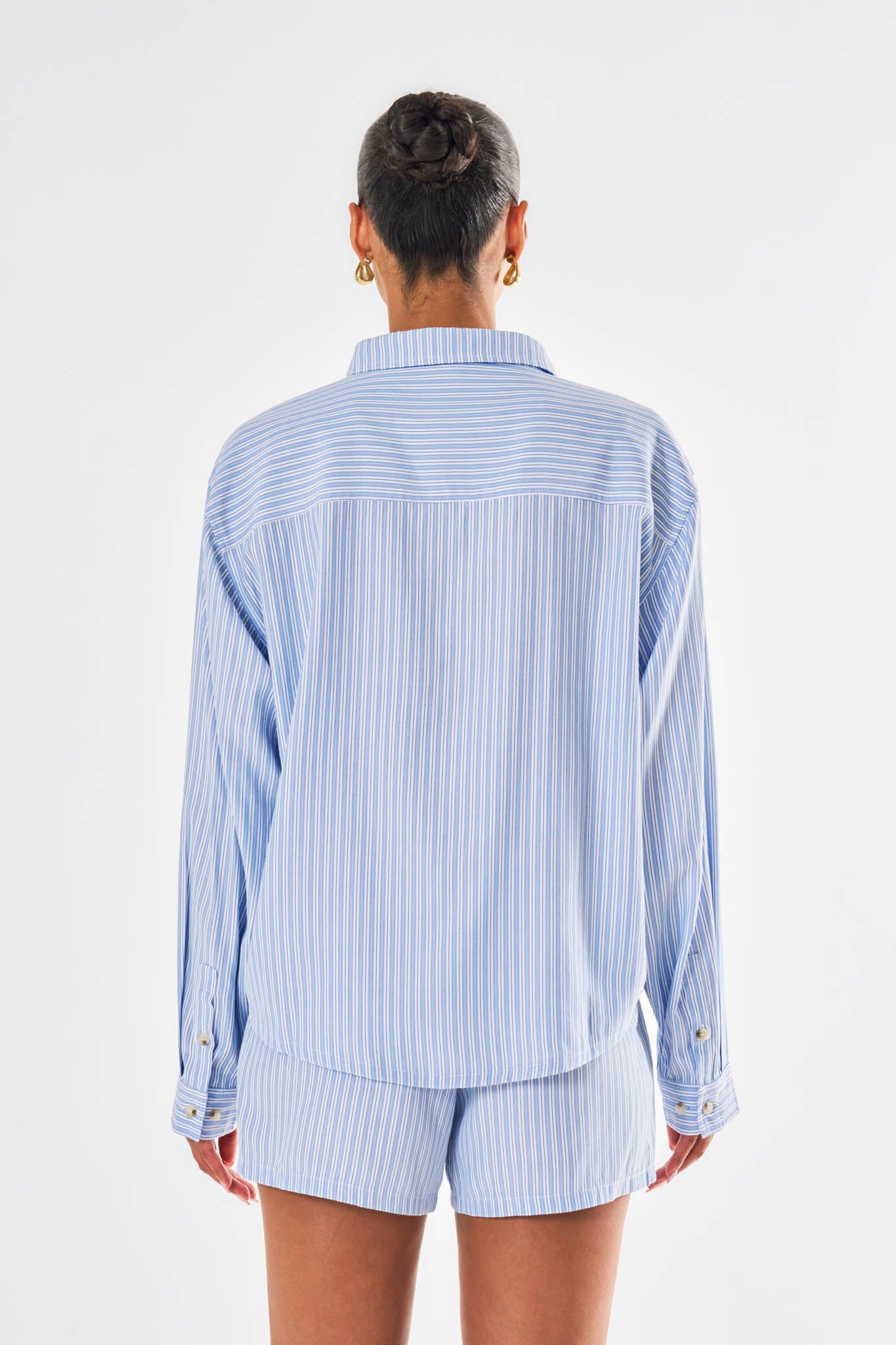 Freya Oversized Striped Shirt - Blue