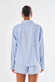 Freya Oversized Striped Shirt - Blue