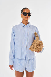 Freya Oversized Striped Shirt - Blue