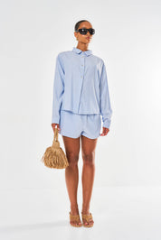 Freya Oversized Striped Shirt - Blue