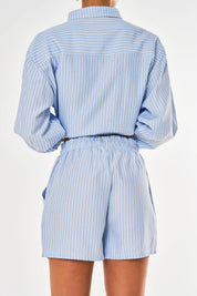 Freya Oversized Striped Short - Blue