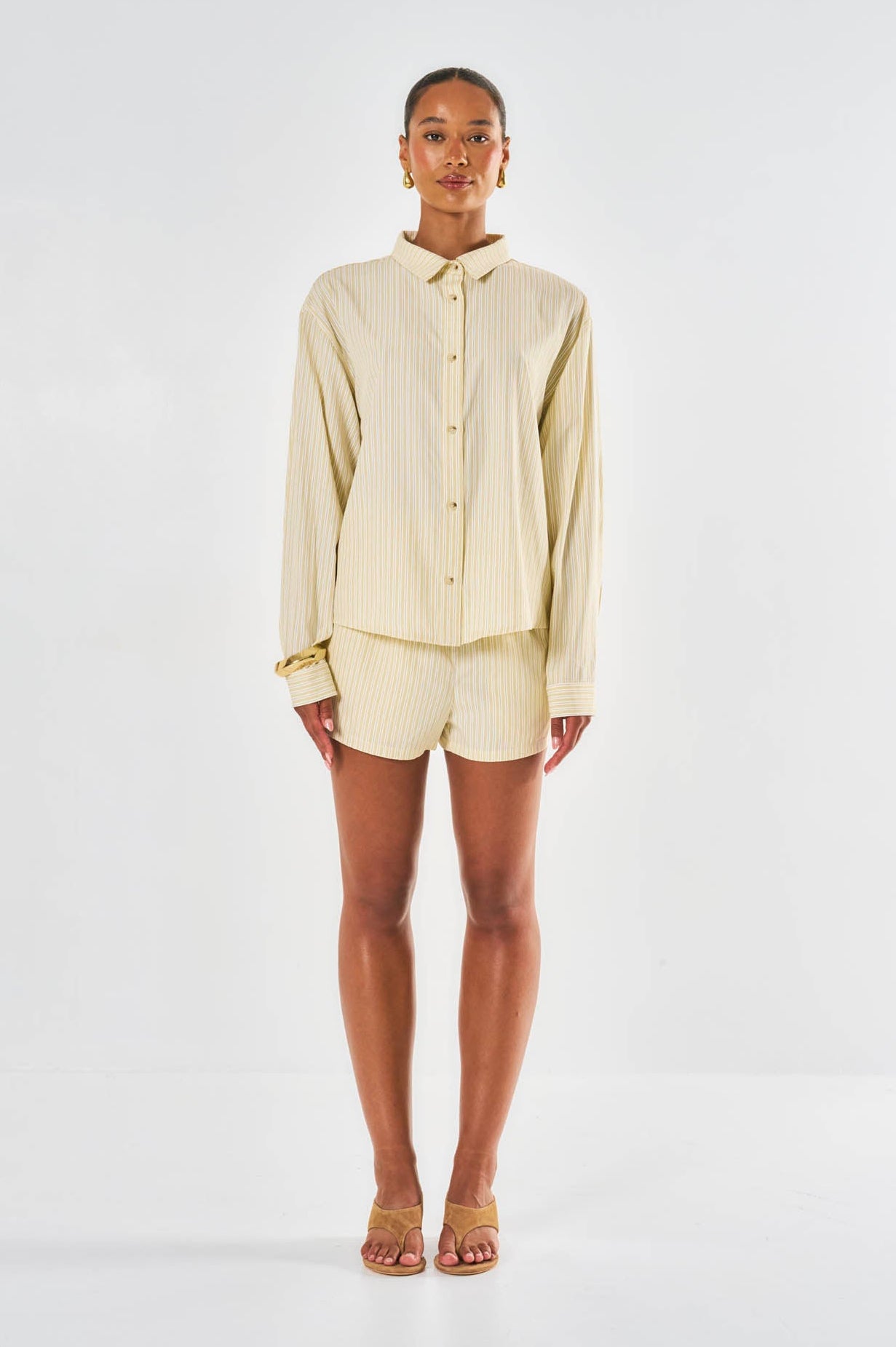 Freya Oversized Striped Shirt - Yellow