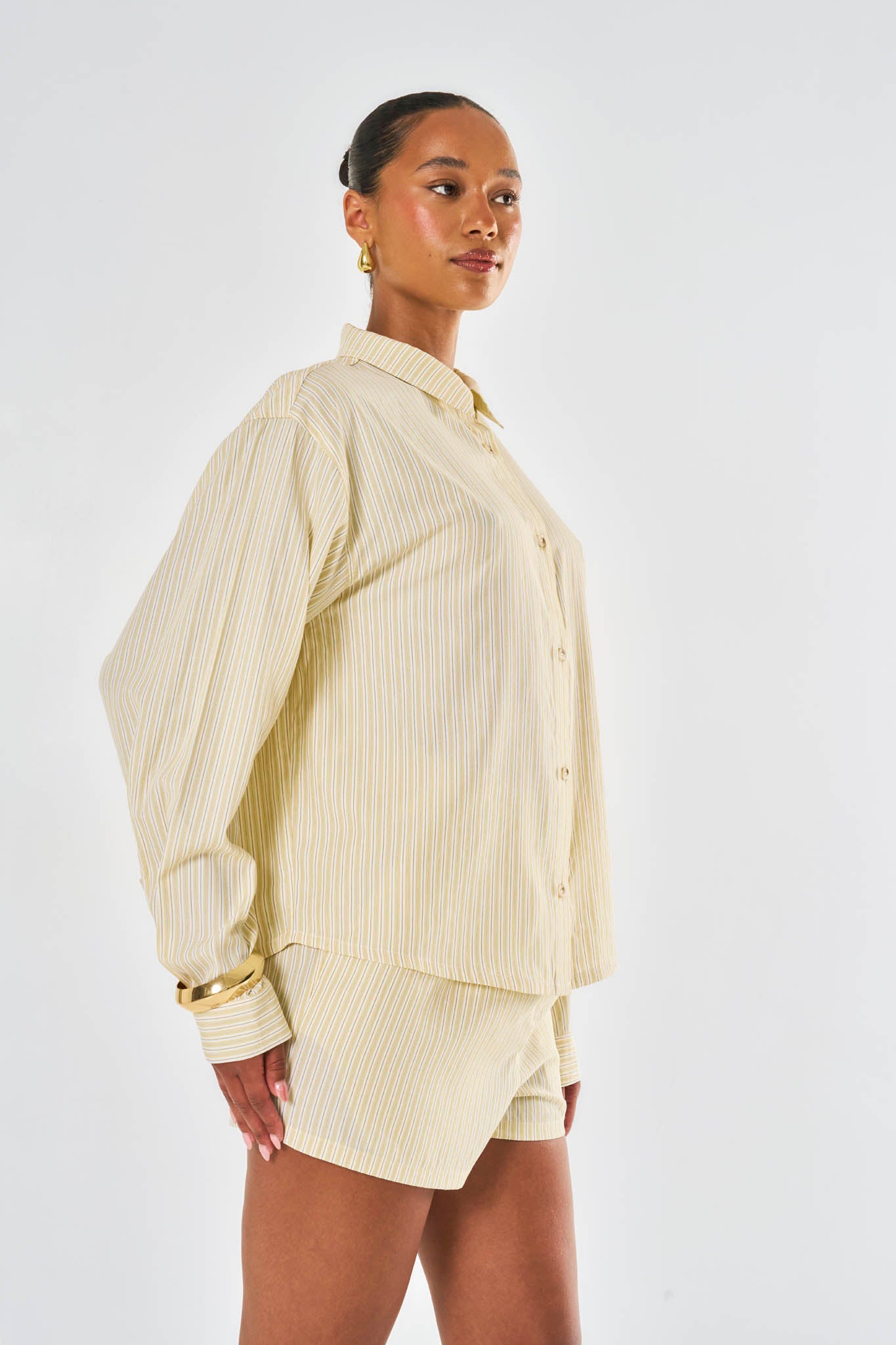Freya Oversized Striped Shirt - Yellow