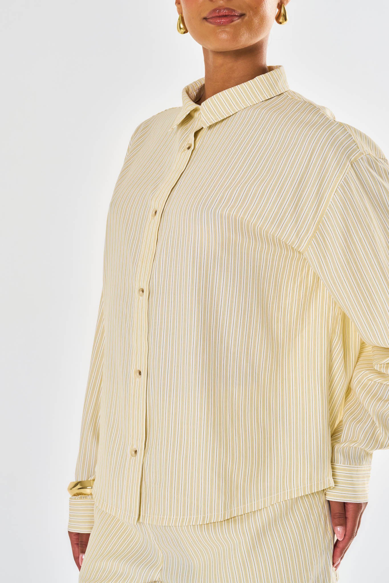 Freya Oversized Striped Shirt - Yellow