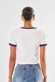 Monte Carlo Ringer T-Shirt - White/Navy