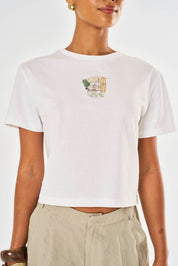 Beach Club Graphic Cropped Boxy T-Shirt - White