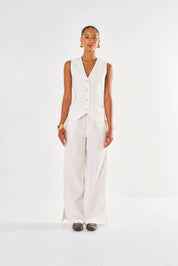 Amelia Linen Waistcoat - White