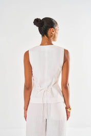 Amelia Linen Waistcoat - White