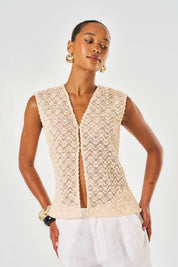 Cecilia Lace Vest Top - Ecru