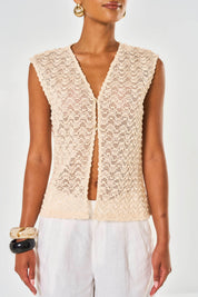 Cecilia Lace Vest Top - Ecru