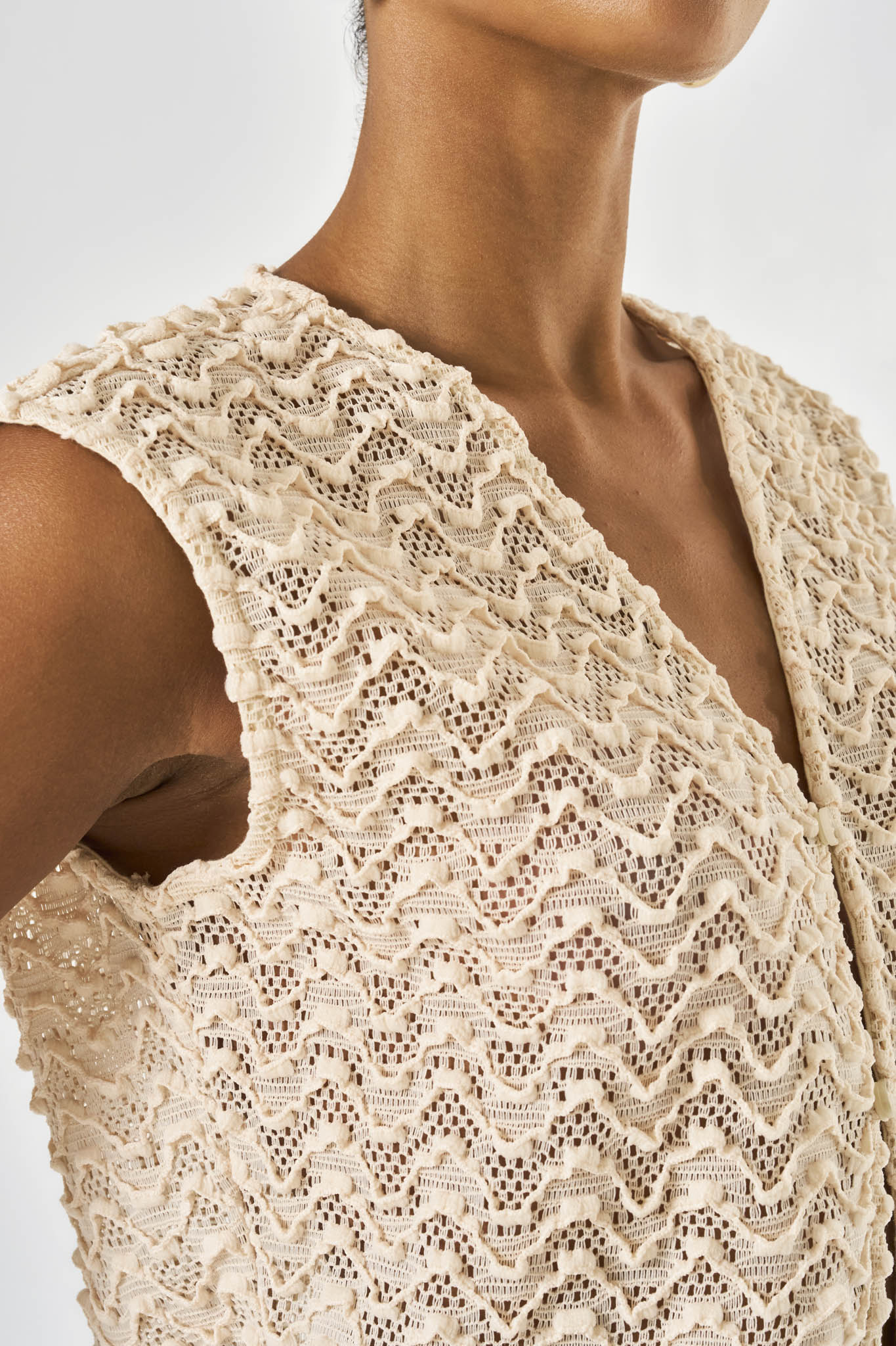 Cecilia Lace Vest Top - Ecru