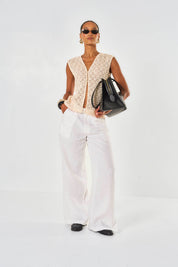 Cecilia Lace Vest Top - Ecru