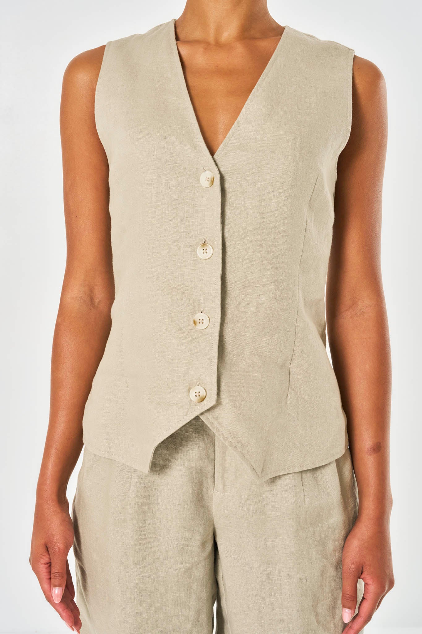 Amelia Linen Waistcoat - Oat