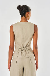 Amelia Linen Waistcoat - Oat