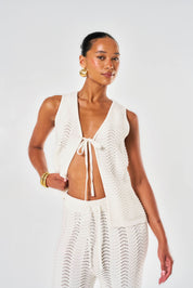 Ocean Crochet Vest - White