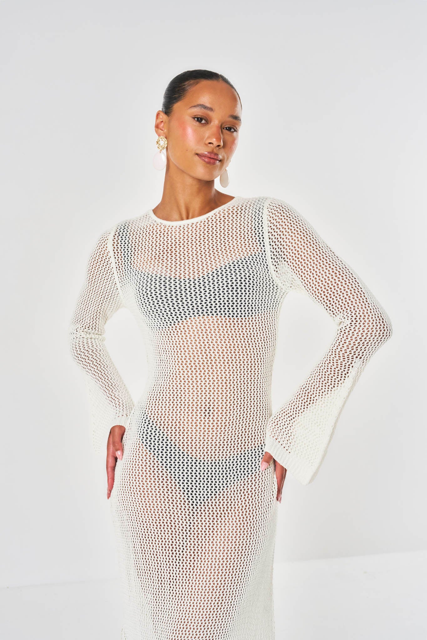 Isla Crochet Maxi Dress - White