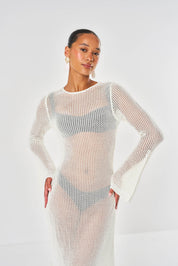 Isla Crochet Maxi Dress - White