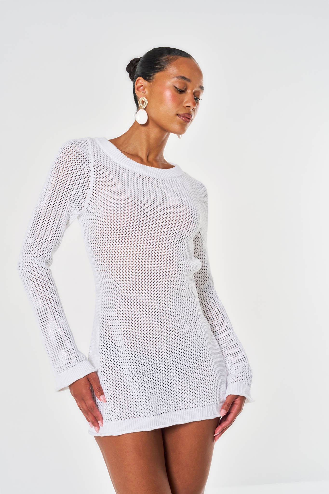 Esme Crochet Mini Dress - White
